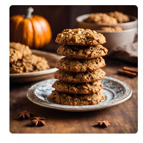 Delicious Pumpkin Oatmeal Cookies stacked on a plate