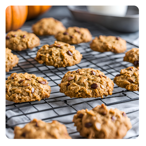 Freshly baked Pumpkin Oatmeal Cookies cooling on a wire rack