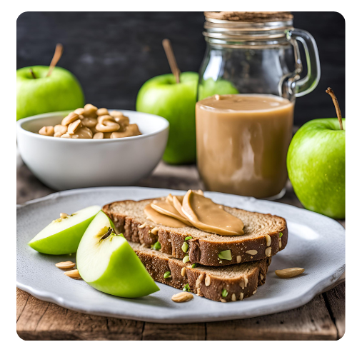 Aple and peanut butter toast