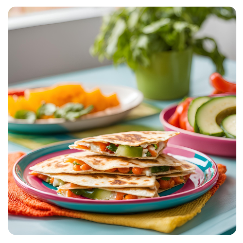 Cheese and Veggie Quesadillas recipe serve with Easy and healty soups for kids