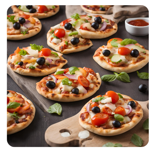 Mini Pita pizza recipe servce with easy and healty soups for kids