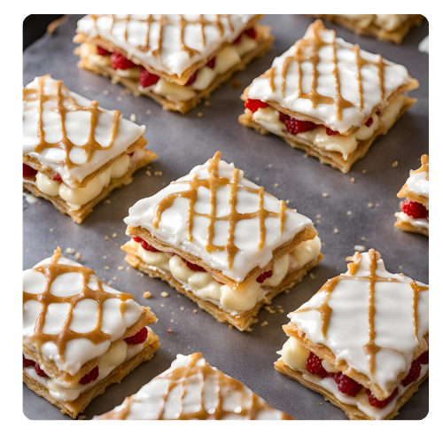 assemling Decadent Mille-Feuille Cake