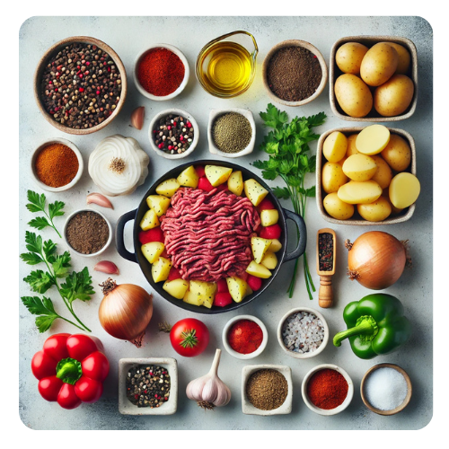 ingredients for Ground Beef and Potatoes Recipe