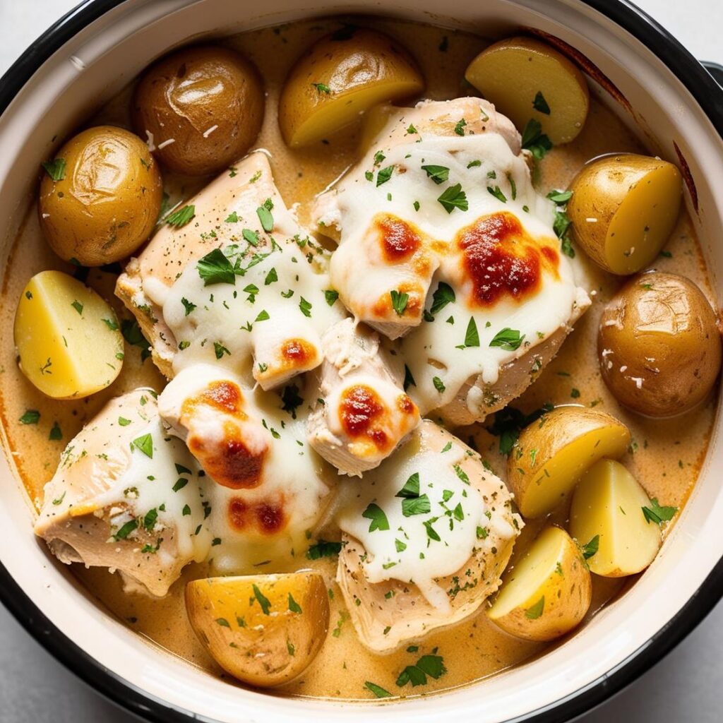 Slow Cooker Parmesan Garlic Chicken and Potatoes